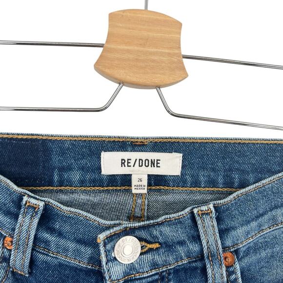 RE/DONE 70s Stove Pipe Jeans Worn True Indigo Blue Denim Size 26 - Picture 12 of 15